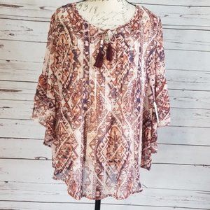 WT Style & Co aztec boho sheer tassle tie necklin